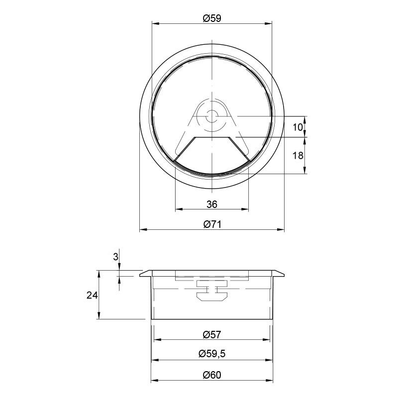 Заглушка для дротів Ø 60 mm, пластик, сіра світла