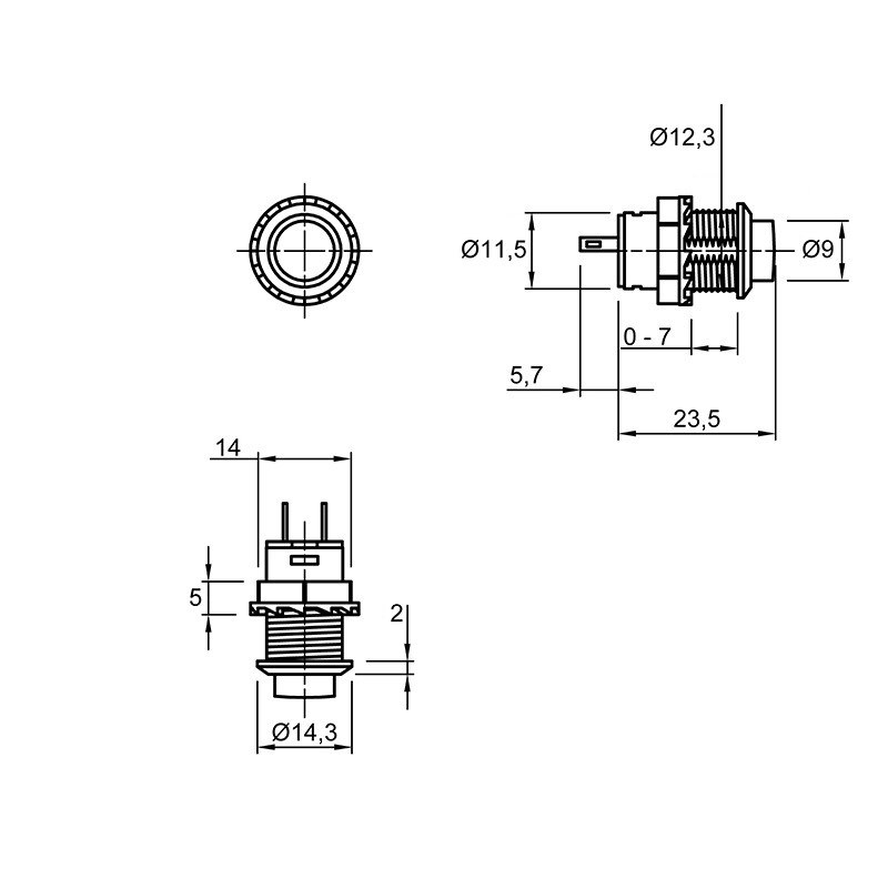 Вимикач кнопковий з фіксацією 220V/12V, 1,5А/3А, білий