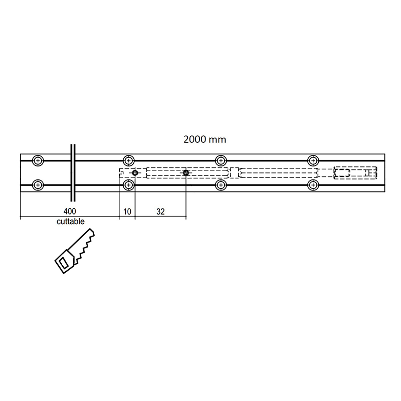 Вирівнювач дверей 10-12мм, L=2000мм (9280180) Hettich