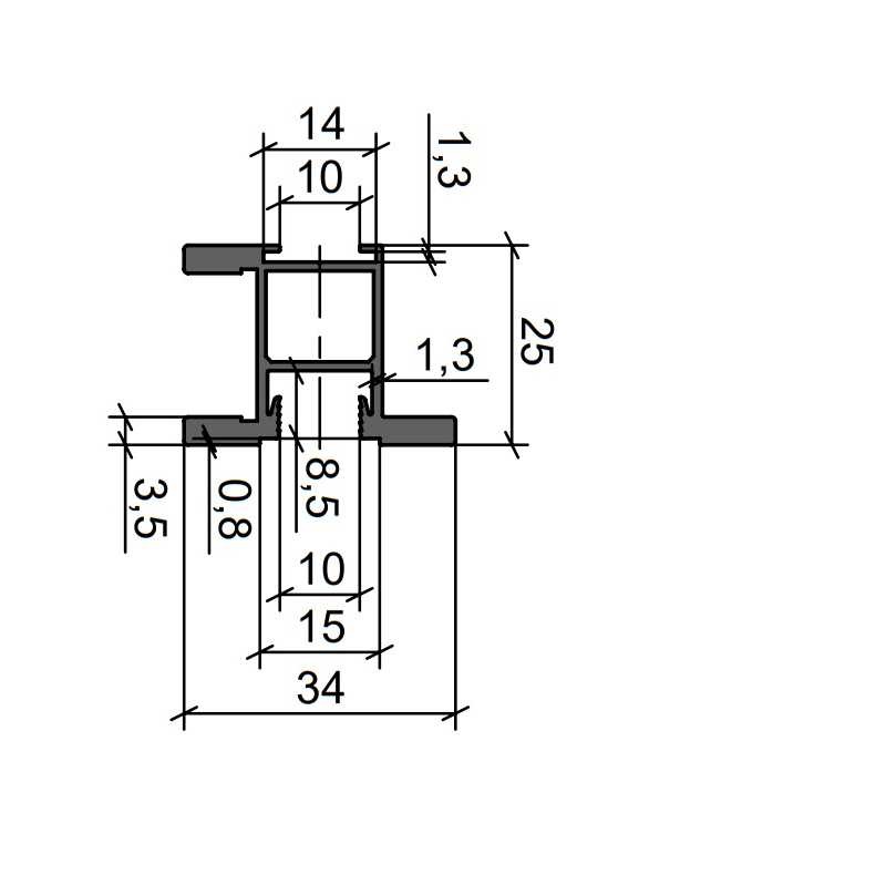 Профіль вертикальний закритий Combi Line з пазом анодір.темна бронза/ 5,2 м