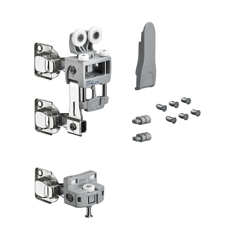 WingLine L, Zestaw elementu jezdnego z dolnym prowadzeniem, bez automatyki zamykania, 25 kg, kolor szary, lewy (9278571) Hettich WingLine L, Zestaw elementu jezdnego z dolnym prowadzeniem, bez automatyki zamykania, 25 kg, kolor szary, lewy (9278571) Hettich