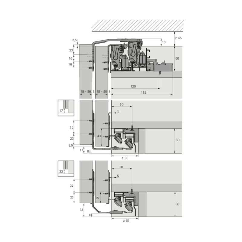 TopLine XL, к-т роликів, 40 - 50 мм, 100 кг, 2 дверкі (9275740)