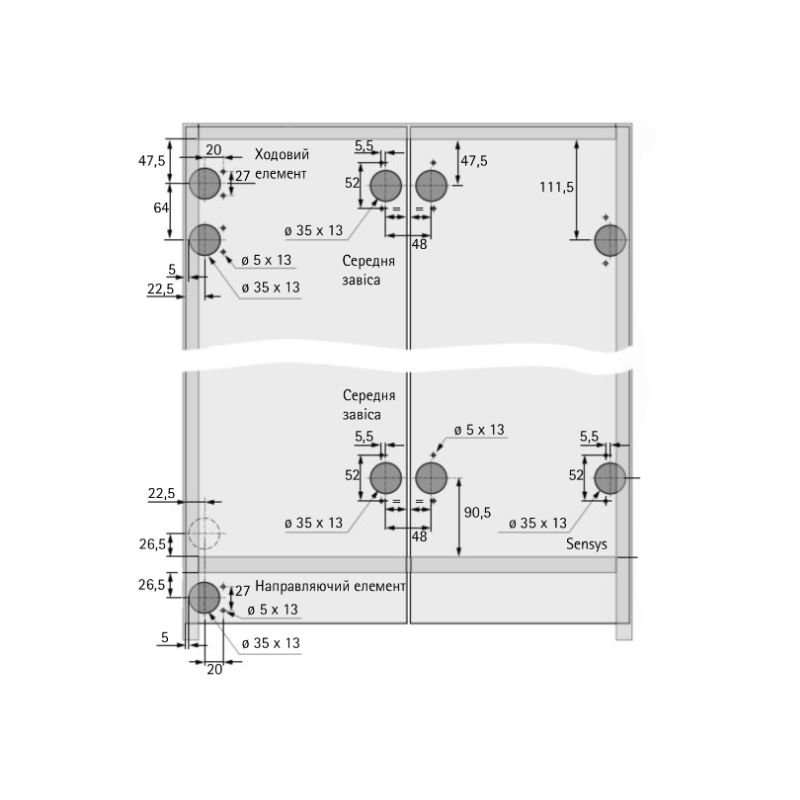 Нижній ролик  WingLine L NEW антрацит,  з функцією самозачинення, під цоколь лівий/ зверху на цоколь правий (9339051)