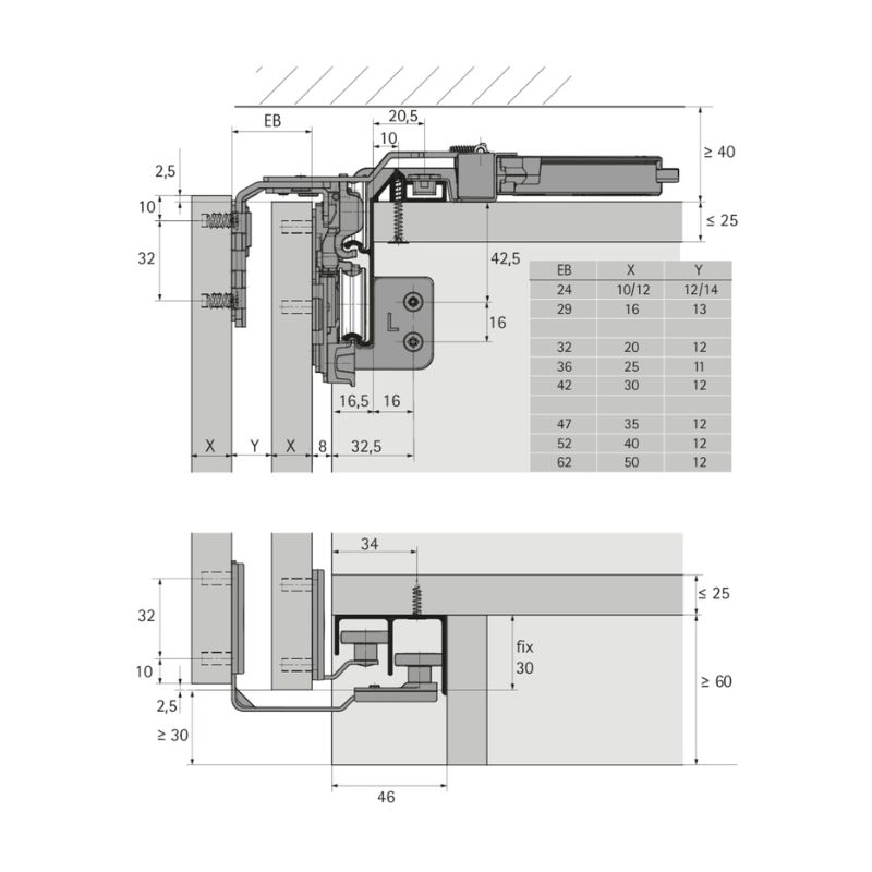 Комплект демпферов SilentSystem на закривання 2-дверного шафи, 20кг, TopLine L v2.0 Warszawa (9277096) Hettich Комплект демпферов SilentSystem на закривання 2-дверного шафи, 20кг, TopLine L v2.0 Warszawa (9277096) Hettich