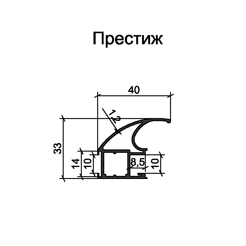 Профиль вертикальный открытый ПРЕСТИЖ с пазом серый/ 5,2