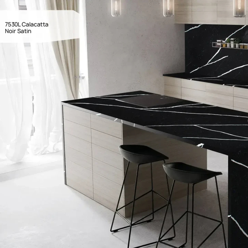 Кварцит Avant 7530L Calacatta Noir Satin (структурний) 20мм Кварцит Avant 7530L Calacatta Noir Satin (структурний) 20мм